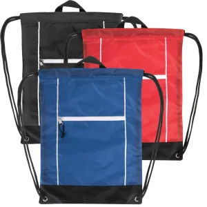 46cm Front Zippered Drawstring Backpack - 3 Colors