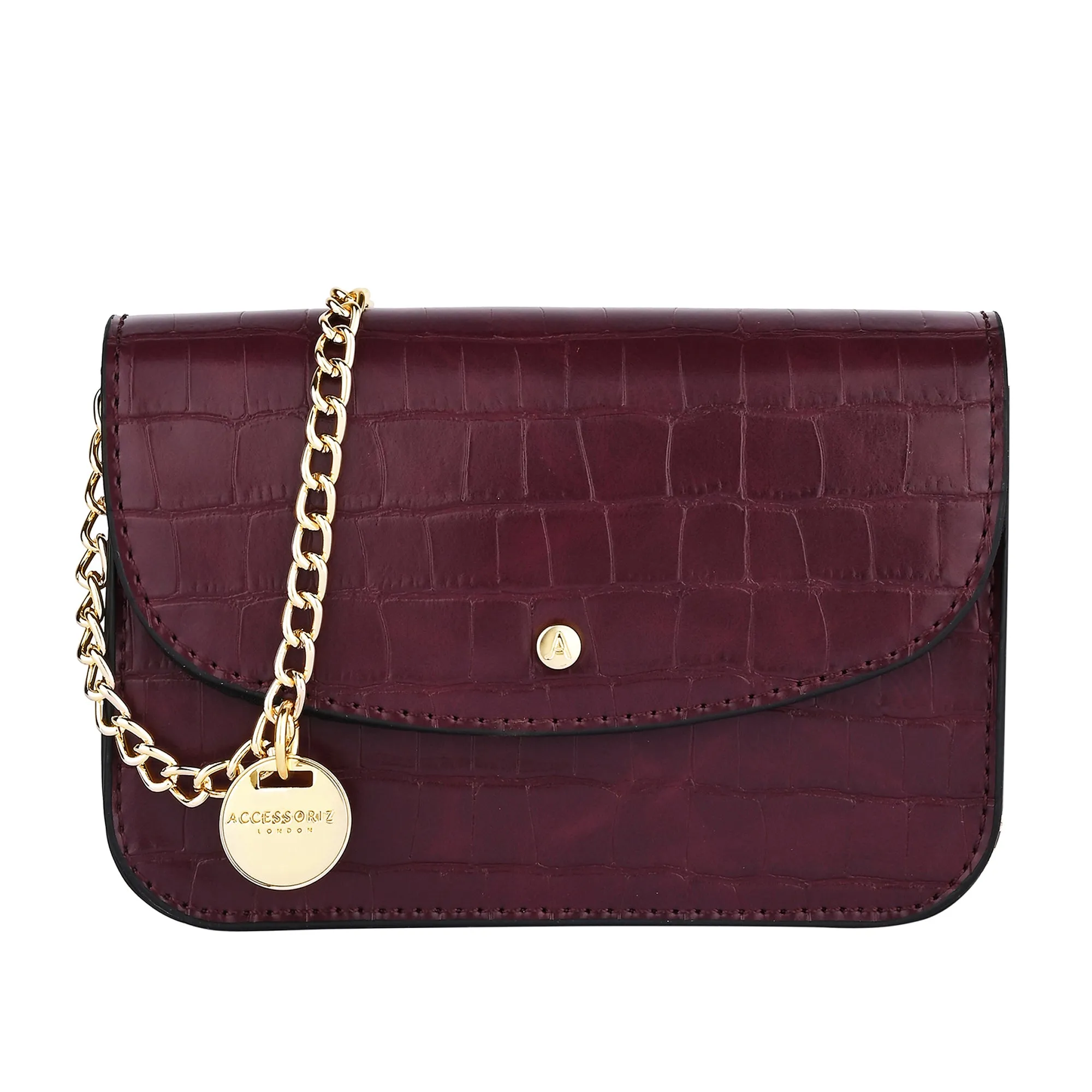 Accessorize London Women's Faux Leather Burgundy Mini Purse Sling Bag