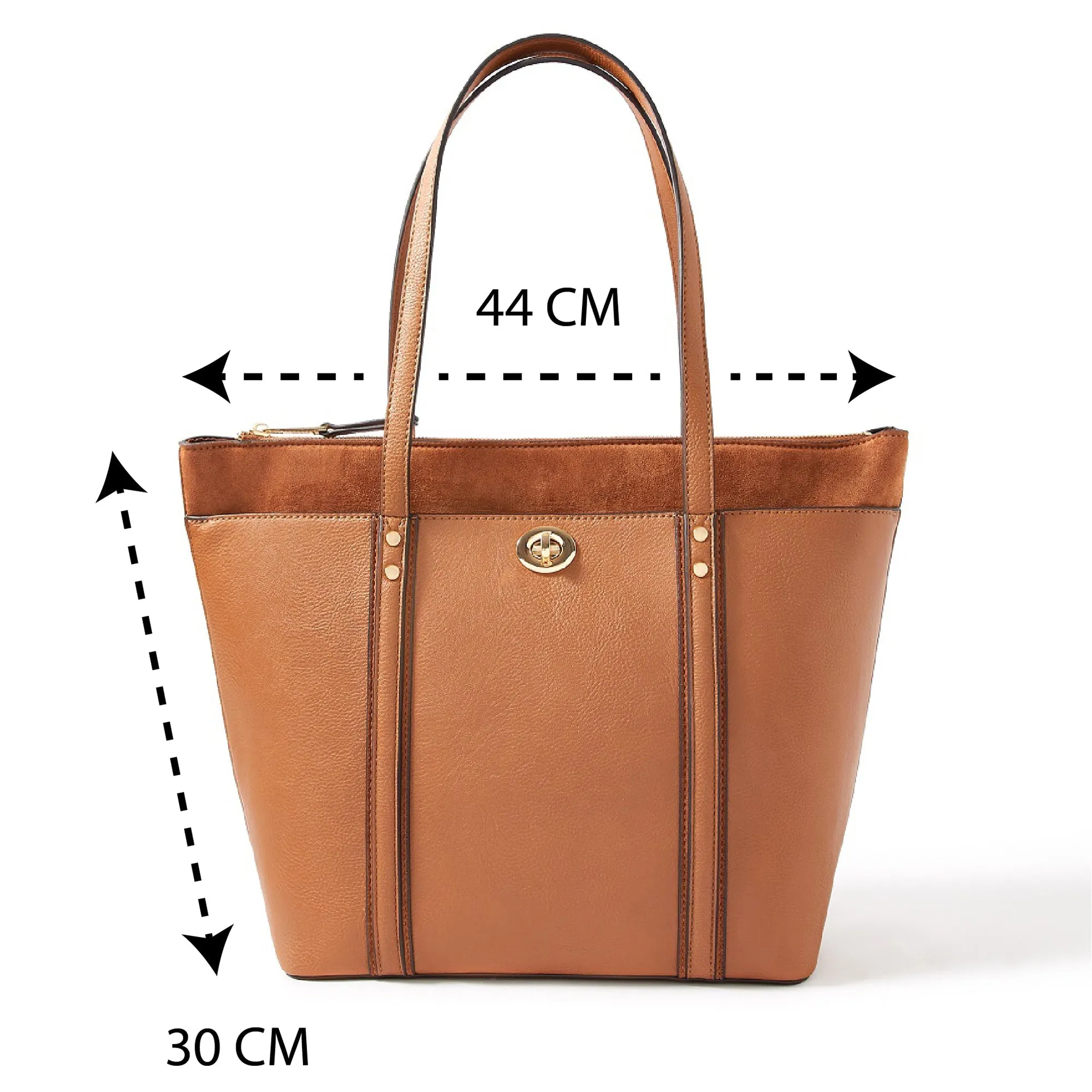 Accessorize London Women's Faux Leather Tan Maddox Tote