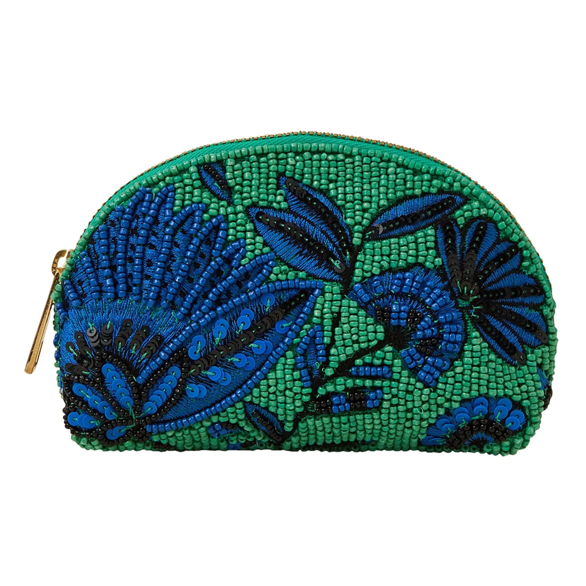 Accessorize London Women's Green Hand-beaded Coin Purse