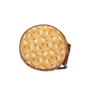 ASTRID Yellow Printed Round Sling Bag For Women And Girls