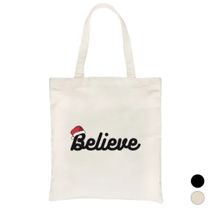 Believe Santa Hat Canvas Shoulder Bag