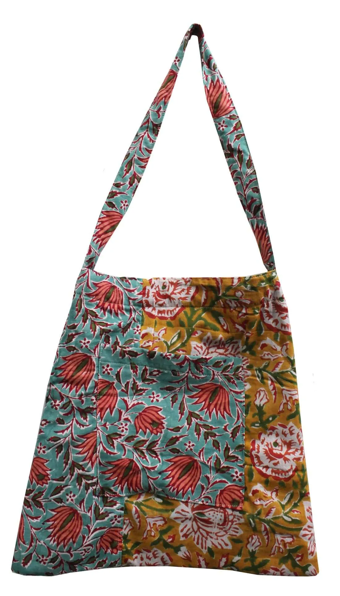 Bohemian Fashion Hand Block Print Handbags , Hippie Shopping Bags 100%Cotton Handmade Recycled Fabric Shoulder Bags Assorted Designs