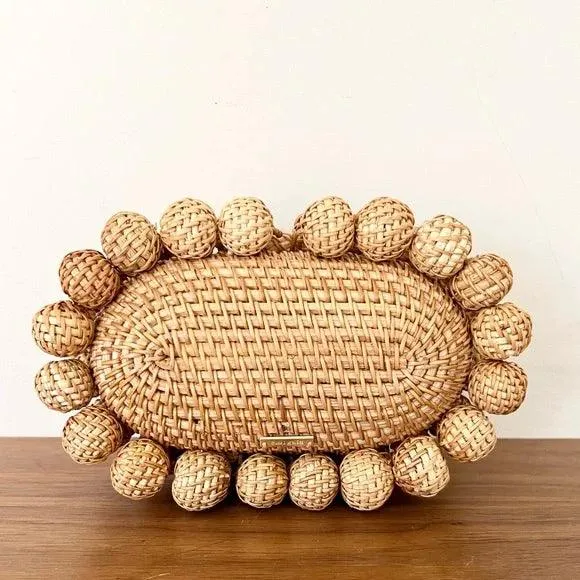 Boho Beaded Rattan Clutch