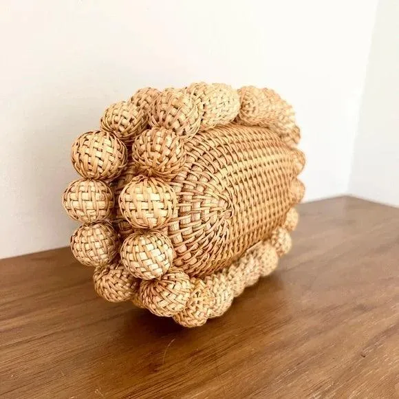 Boho Beaded Rattan Clutch