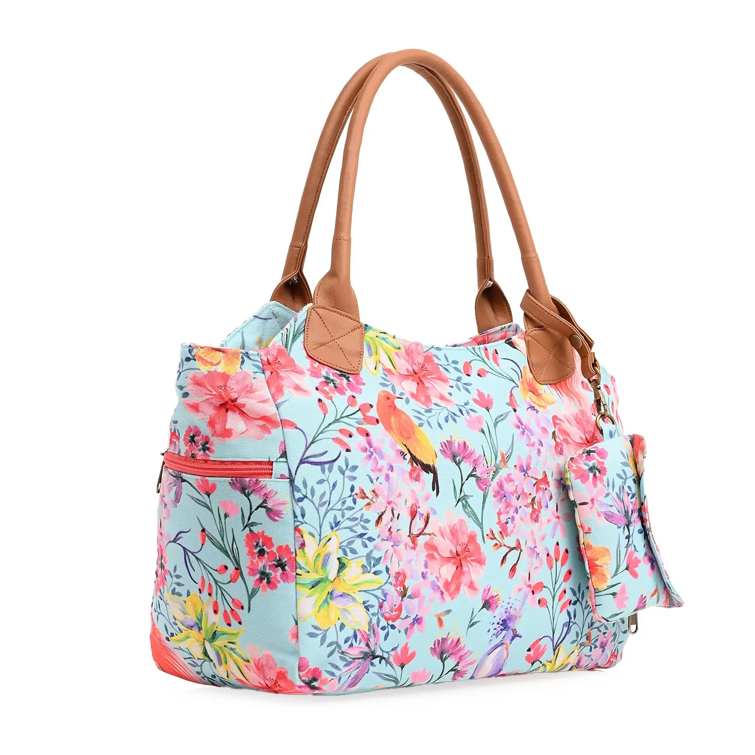 Boho Girl Summer Floral Printed Women Handbag | Top Handle Bag | Spacious Handbag For Women | Multiple Compartment | Ladies Handbag With Shoulder Straps | Ladies Purse Handbag (Multicolor)