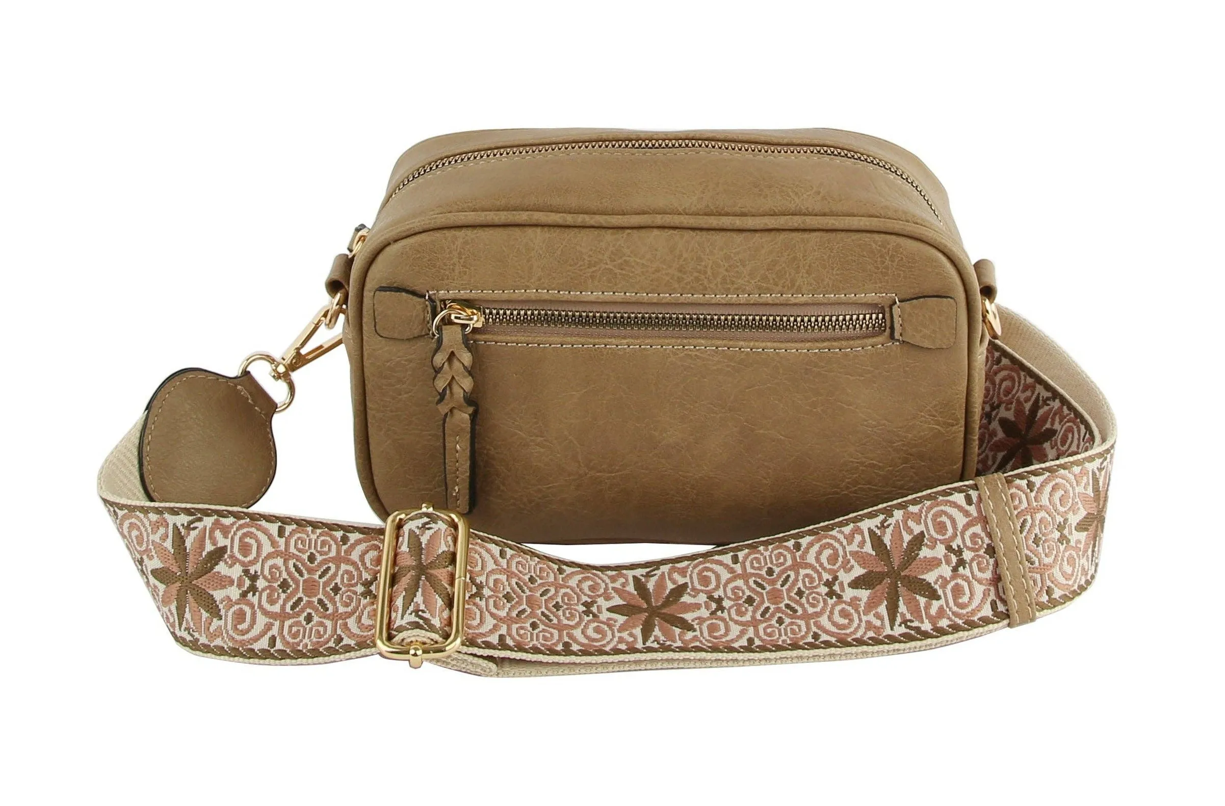 Boho Guitar Strap Crossbody Bag in Mocha