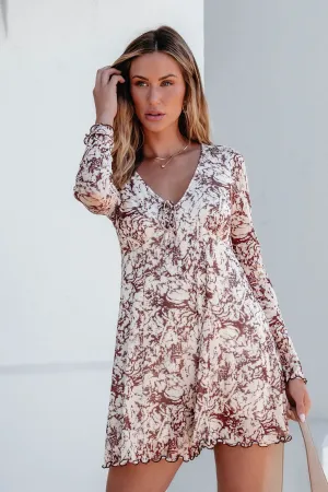 Brown Floral Print Romper Dress - DOORBUSTER