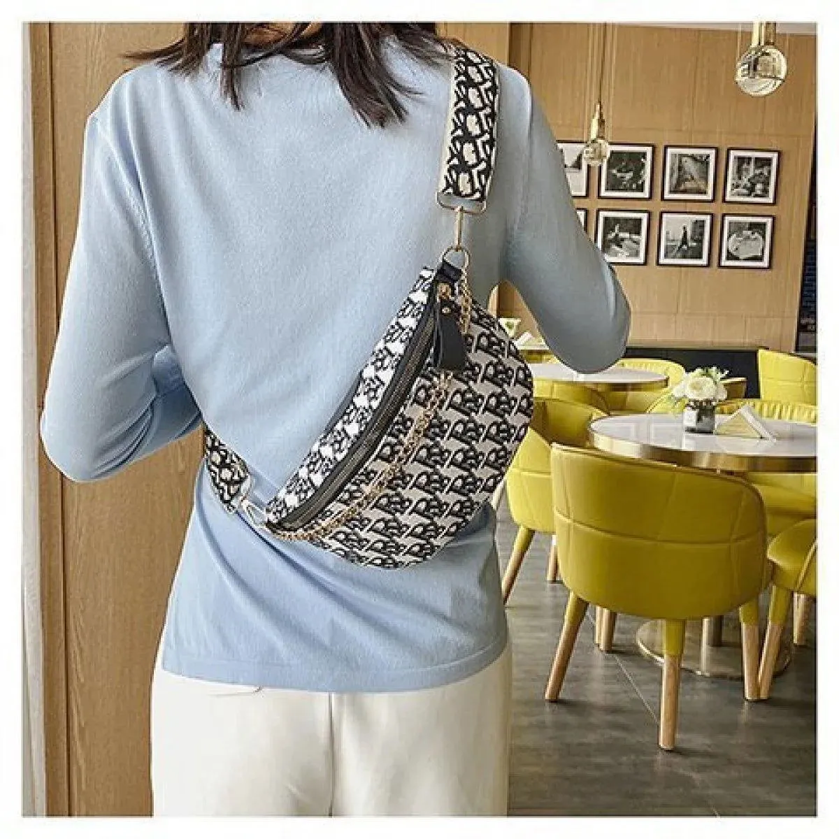 Casual Letter Crossbody Bag With Chain