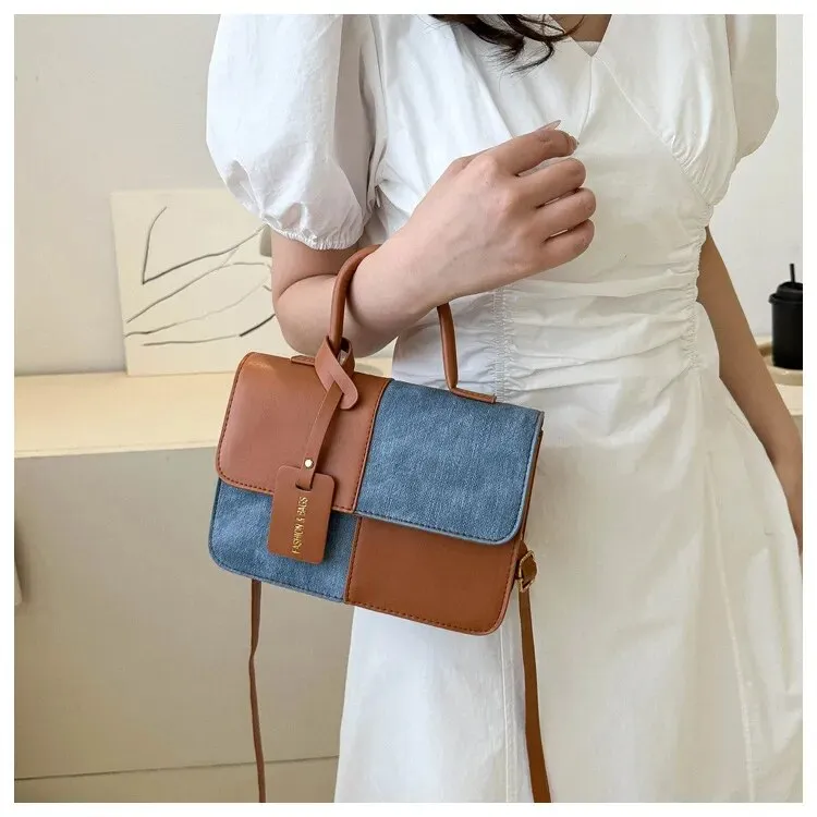 Contrast Color Denim Handbags/Sling Bags