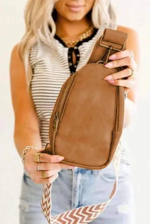 Faux Leather Zipped Crossbody Chest Bag