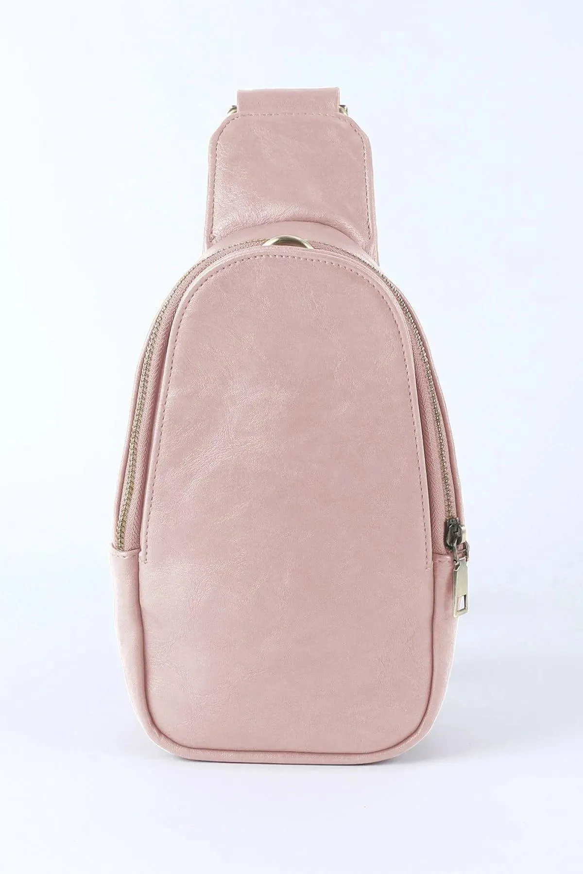 Faux Leather Zipped Crossbody Chest Bag