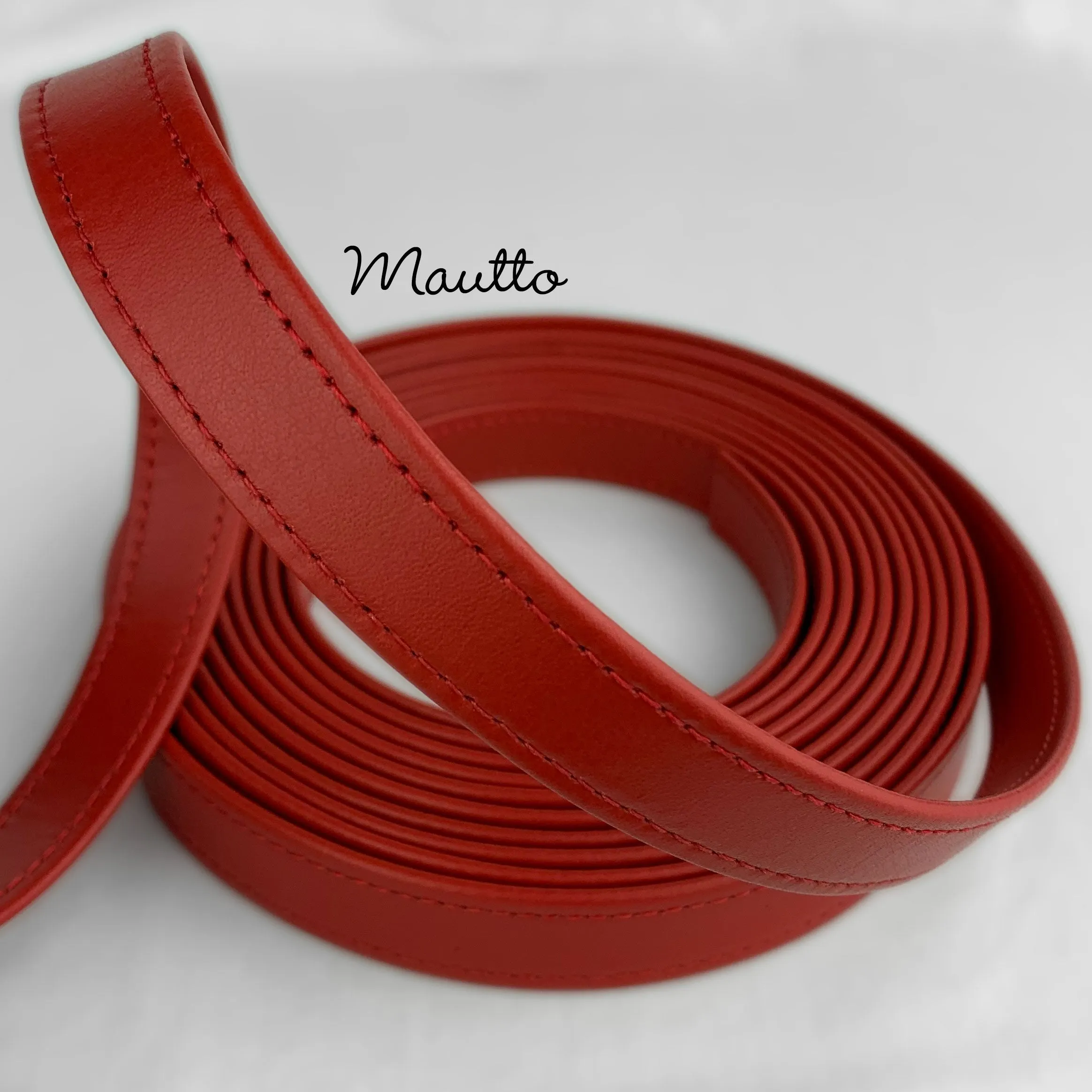 Finished Red Leather Strapping - 3/4 inch (0.75") Wide - for DIY, Leathercrafting, Repair & more