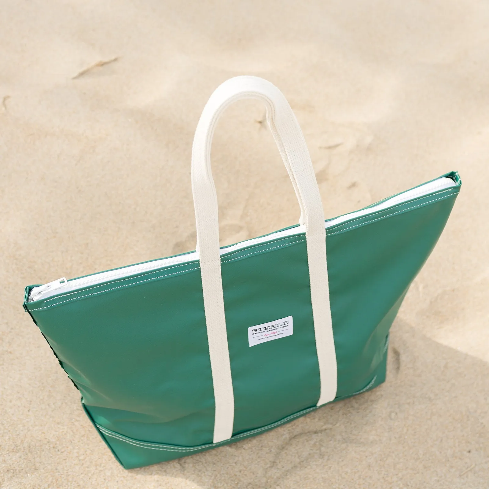 Forest Green Steeletex Zip Top Beach Tote - Medium