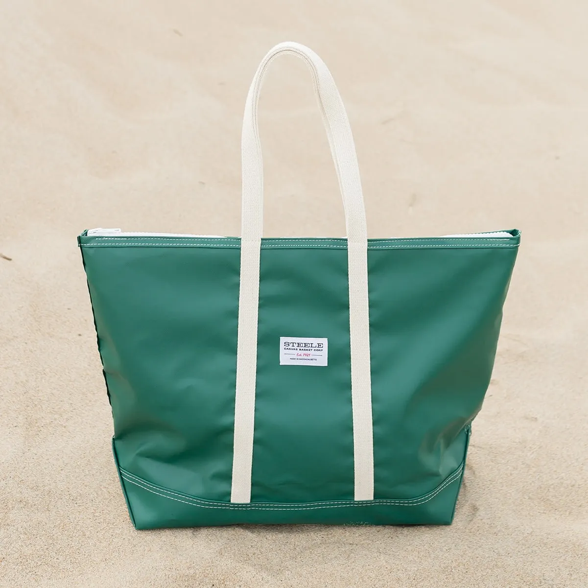 Forest Green Steeletex Zip Top Beach Tote - Medium