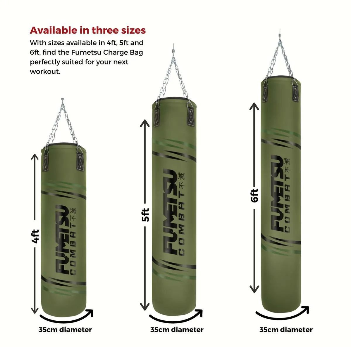 Fumetsu Charge 4ft Punch Bag Khaki/Black