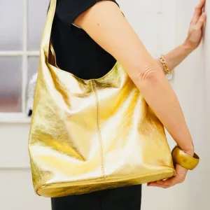 Gold Leather Boho Bag