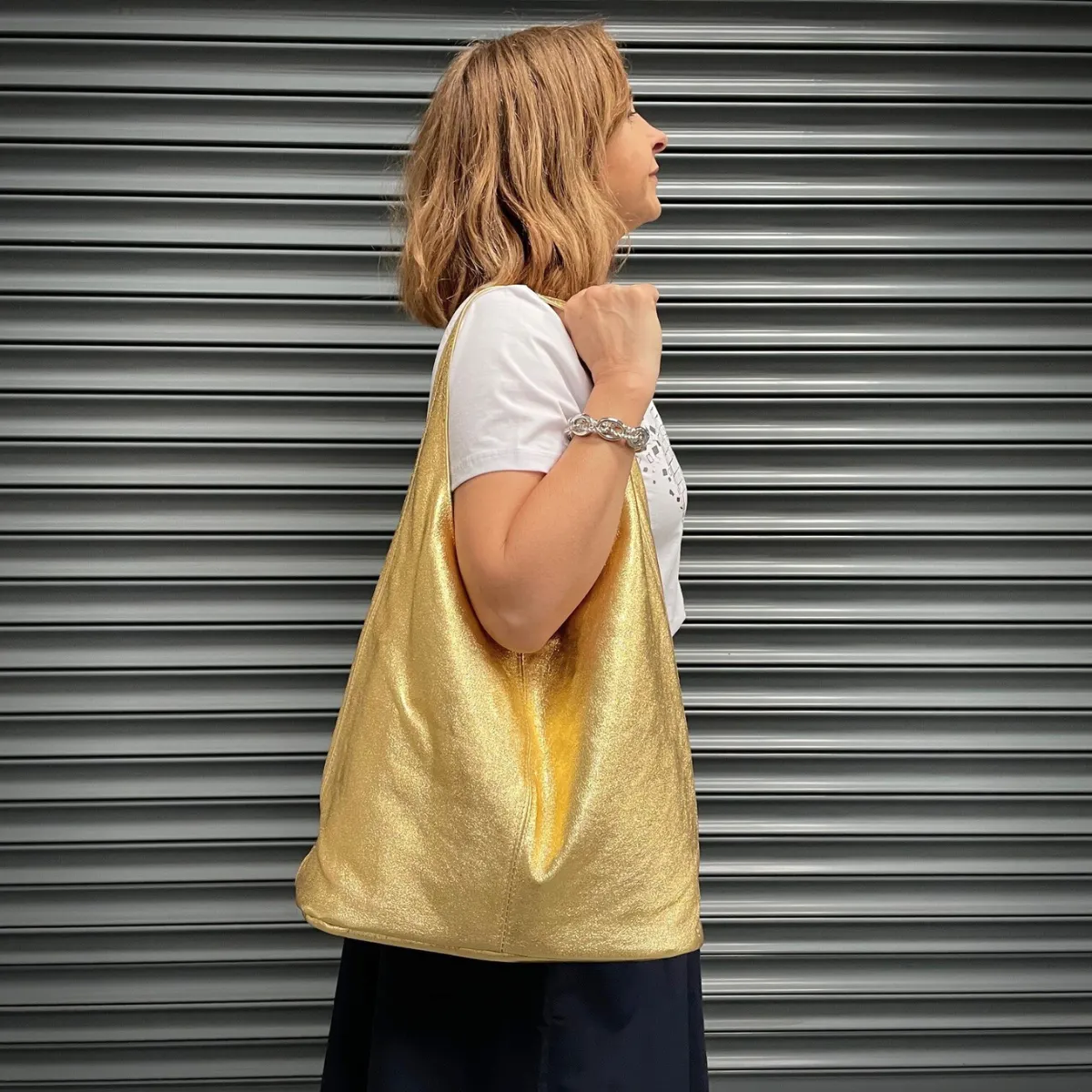 Gold Leather Boho Bag