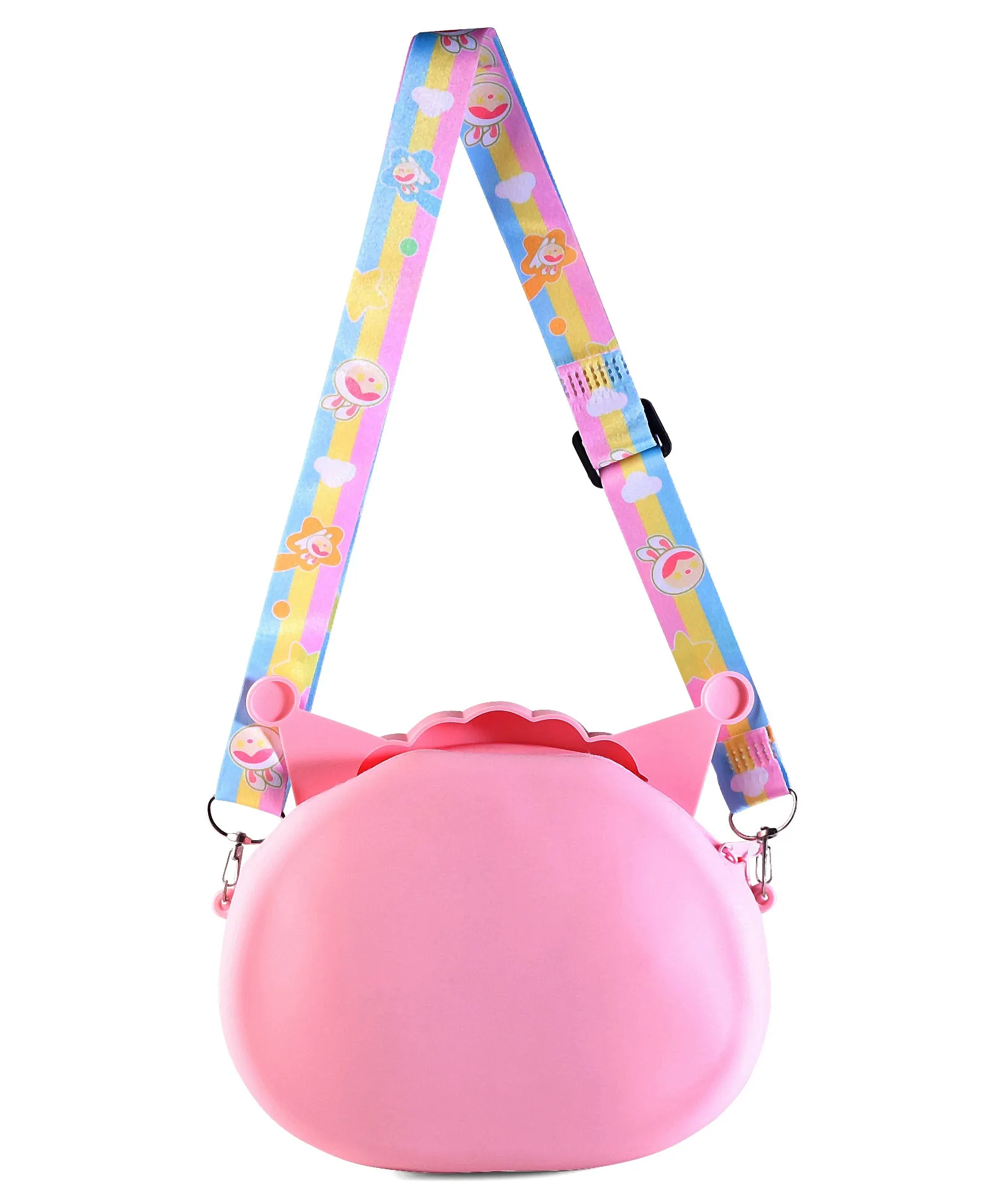 KUROMI FACE WITH CROWN SILICON SLING BAG - PINK