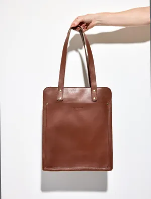 LET ME WORK IT Tote Bag by Byrd Studio - Chestnut Brown Leather