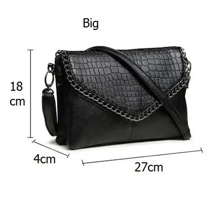 Luxury CrocLeather Chain Tote Crossbody Bag