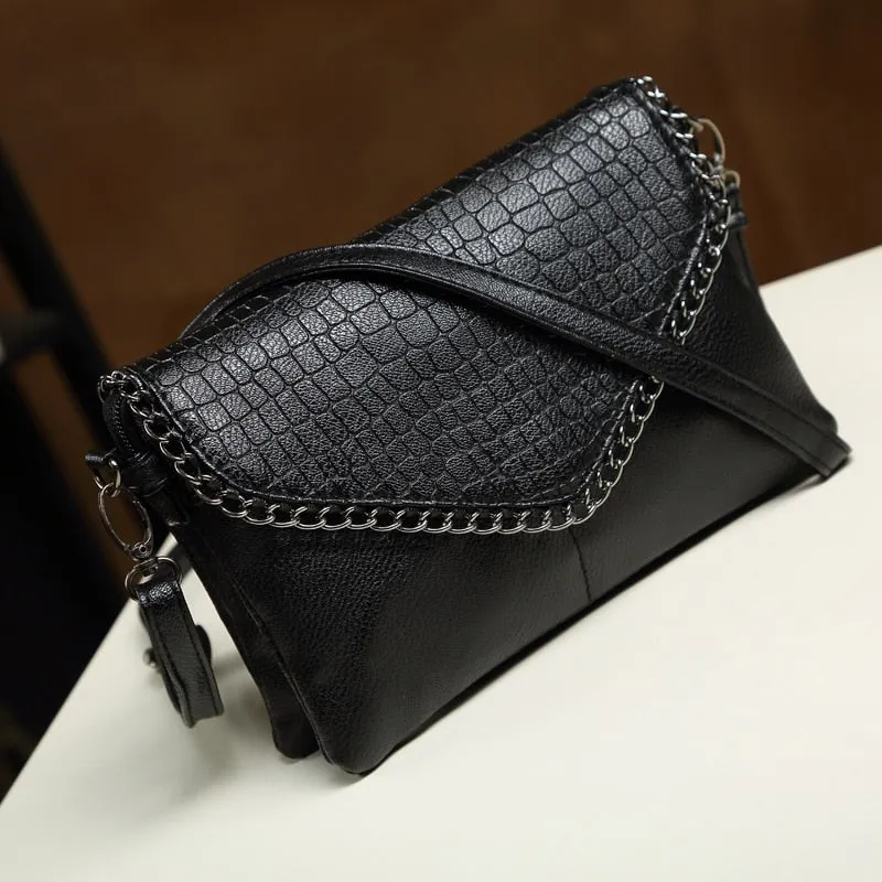 Luxury CrocLeather Chain Tote Crossbody Bag