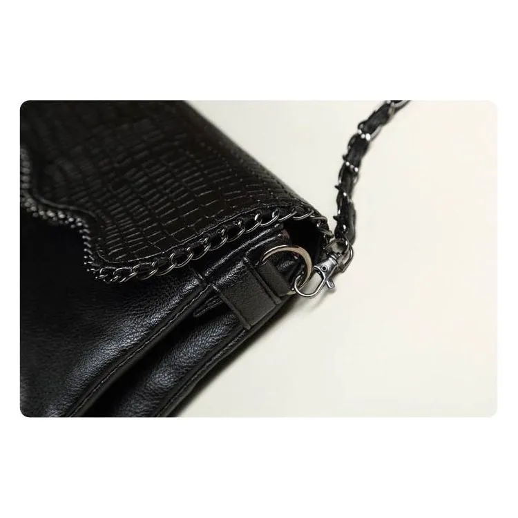 Luxury CrocLeather Chain Tote Crossbody Bag