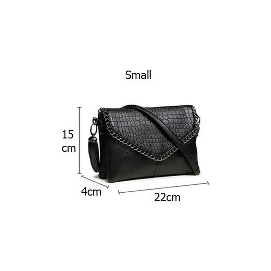 Luxury CrocLeather Chain Tote Crossbody Bag