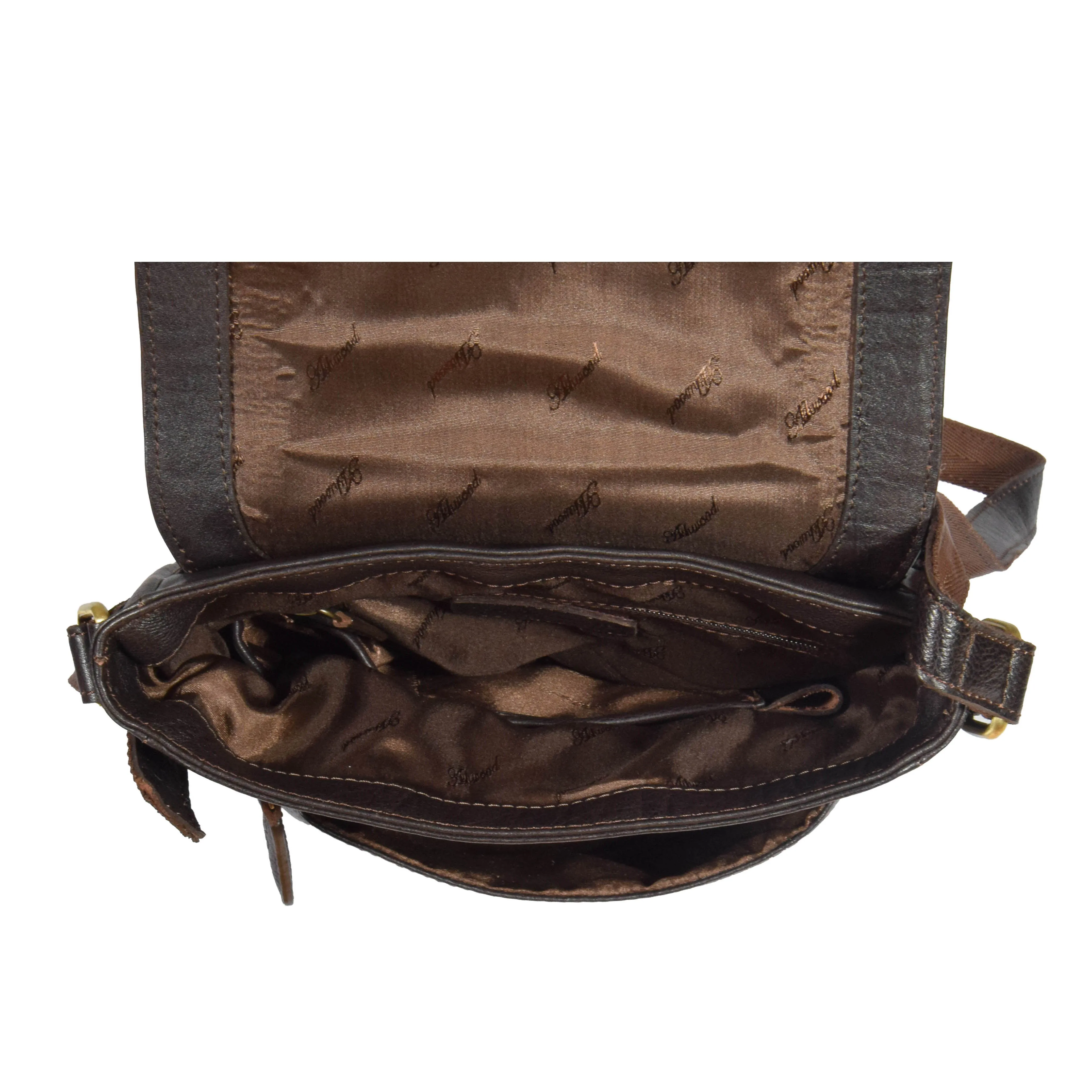 Mens Real Leather Cross body Messenger Bag A224 Brown