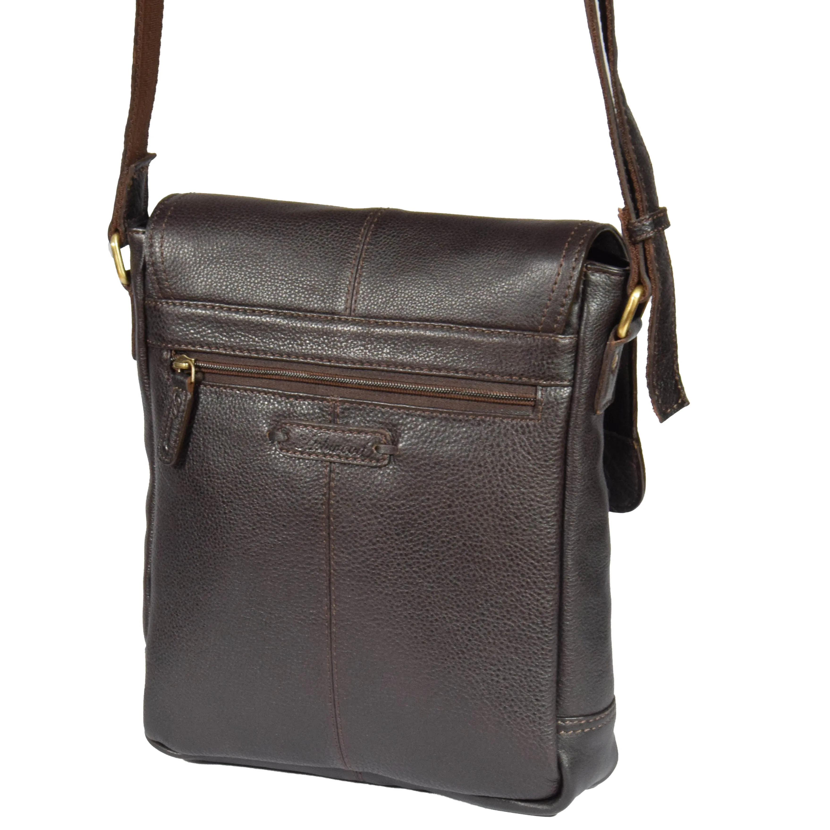 Mens Real Leather Cross body Messenger Bag A224 Brown