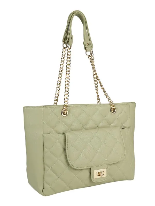 MINI WESST Women's Beautiful Green Solid PU Handheld Bag