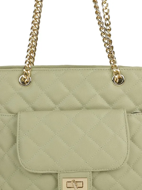 MINI WESST Women's Beautiful Green Solid PU Handheld Bag