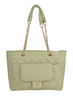 MINI WESST Women's Beautiful Green Solid PU Handheld Bag