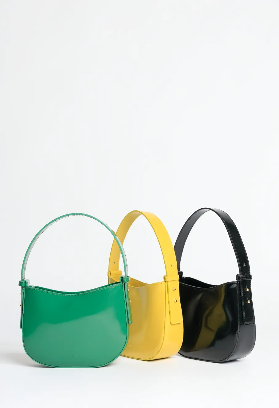 Mio Green Semi Patent Leather Shoulder Bag