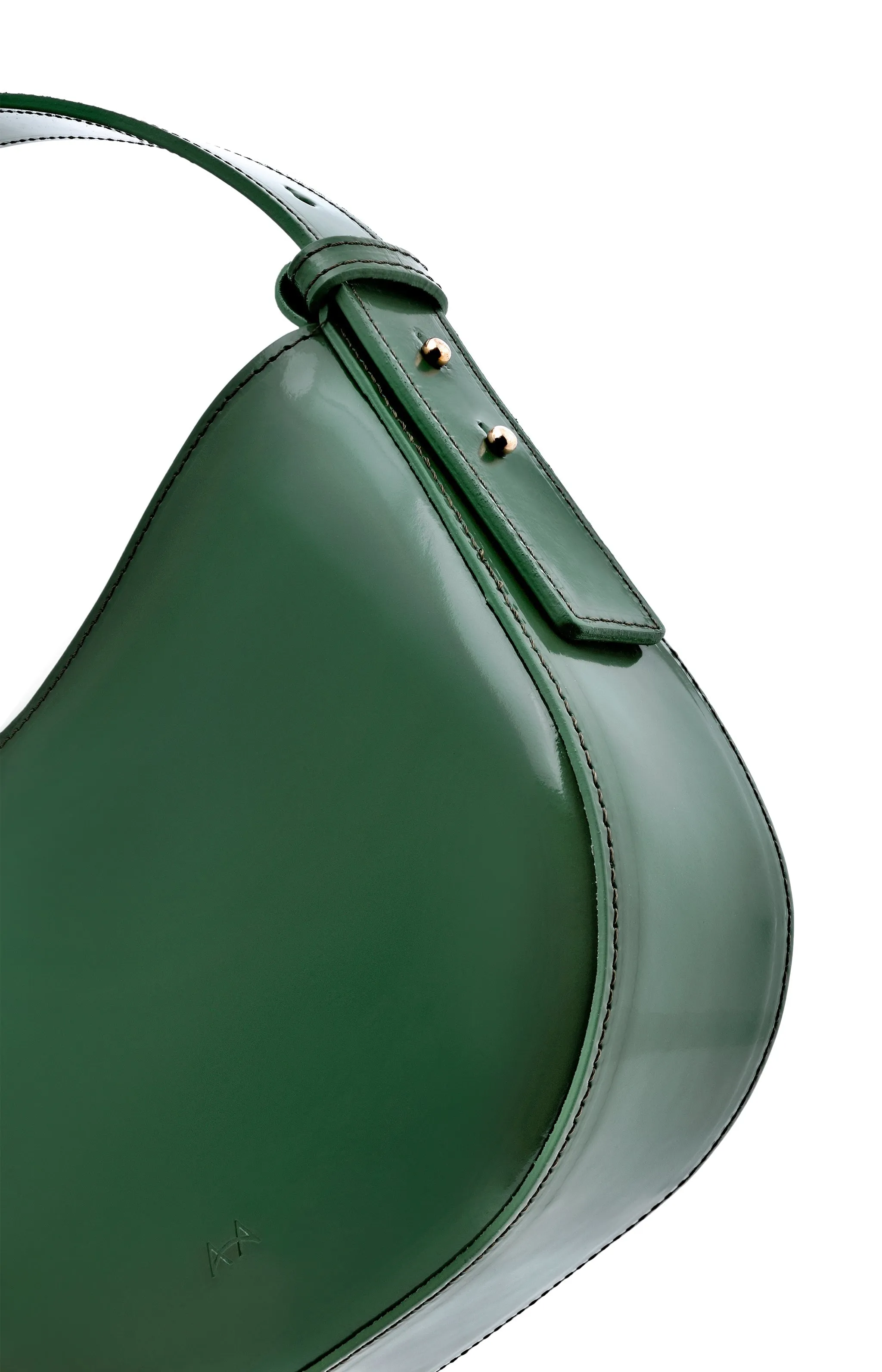 Mio Green Semi Patent Leather Shoulder Bag