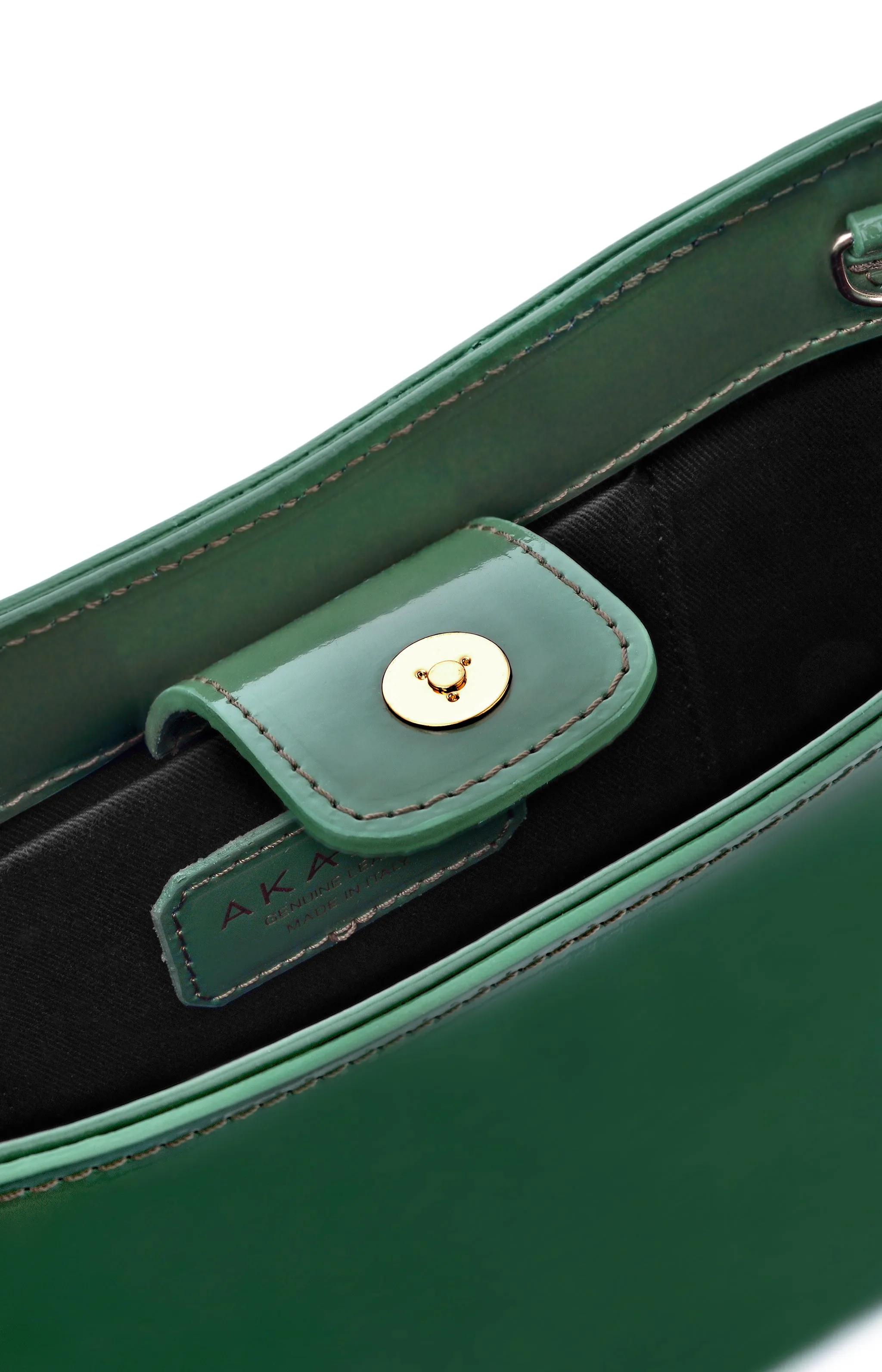 Mio Green Semi Patent Leather Shoulder Bag