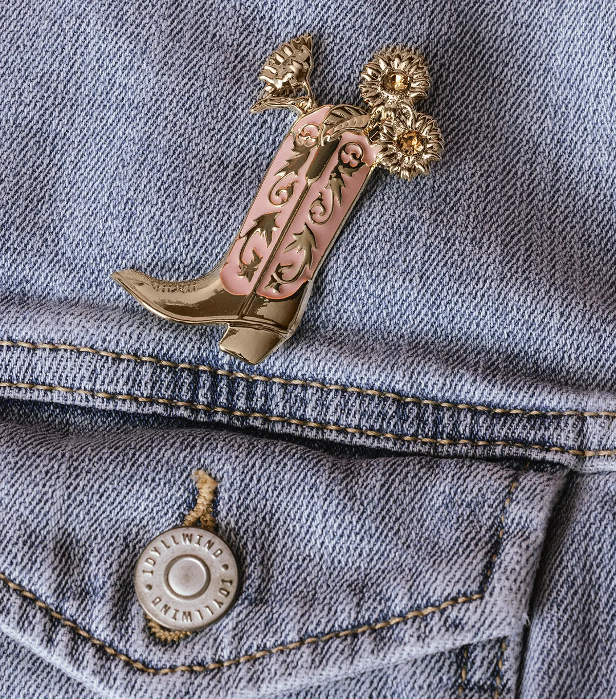 Pink and Enamel Western Boho Cowboy Boot and Sunflowers Coastal Cowgirl