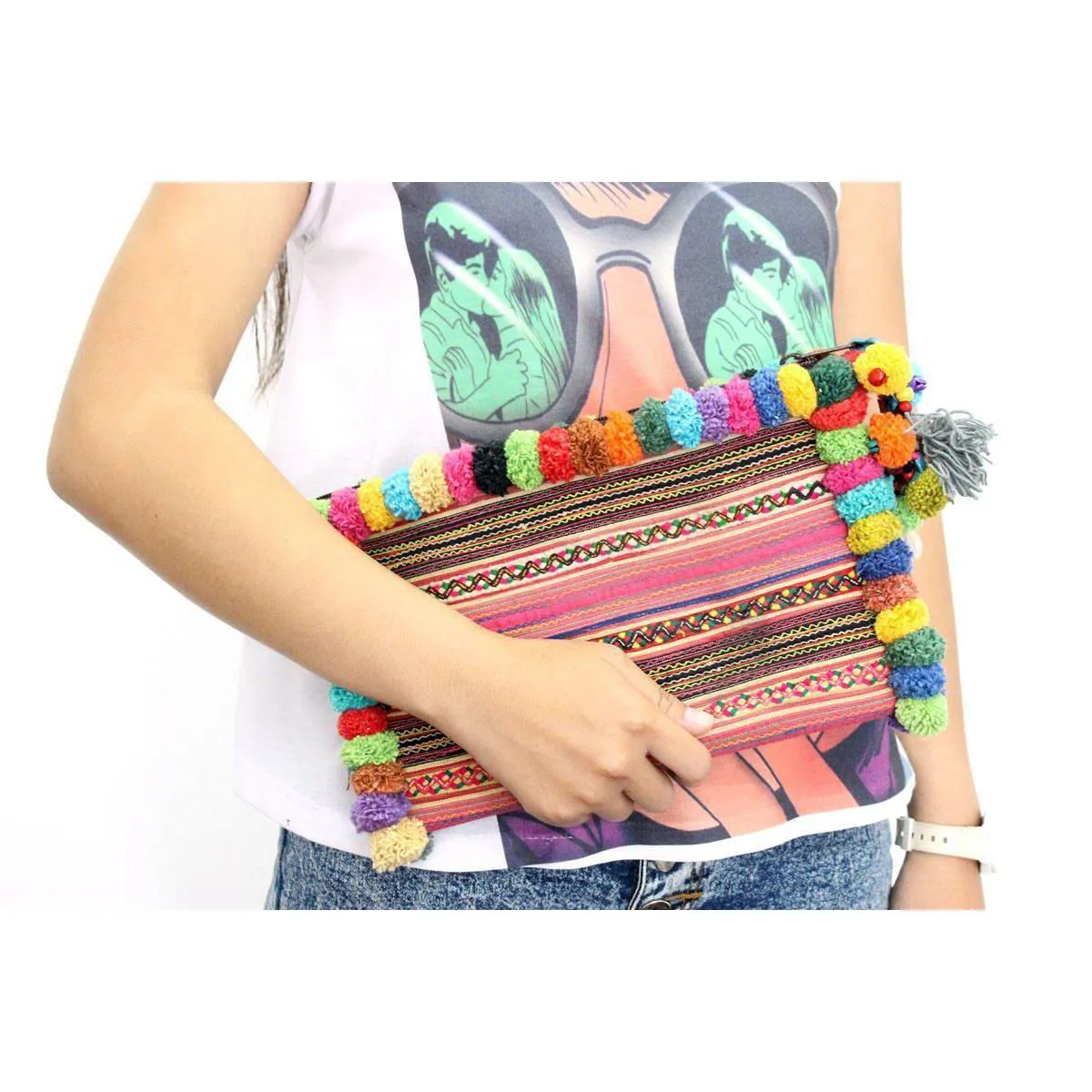 Pom Pom Boho Clutch - Thailand