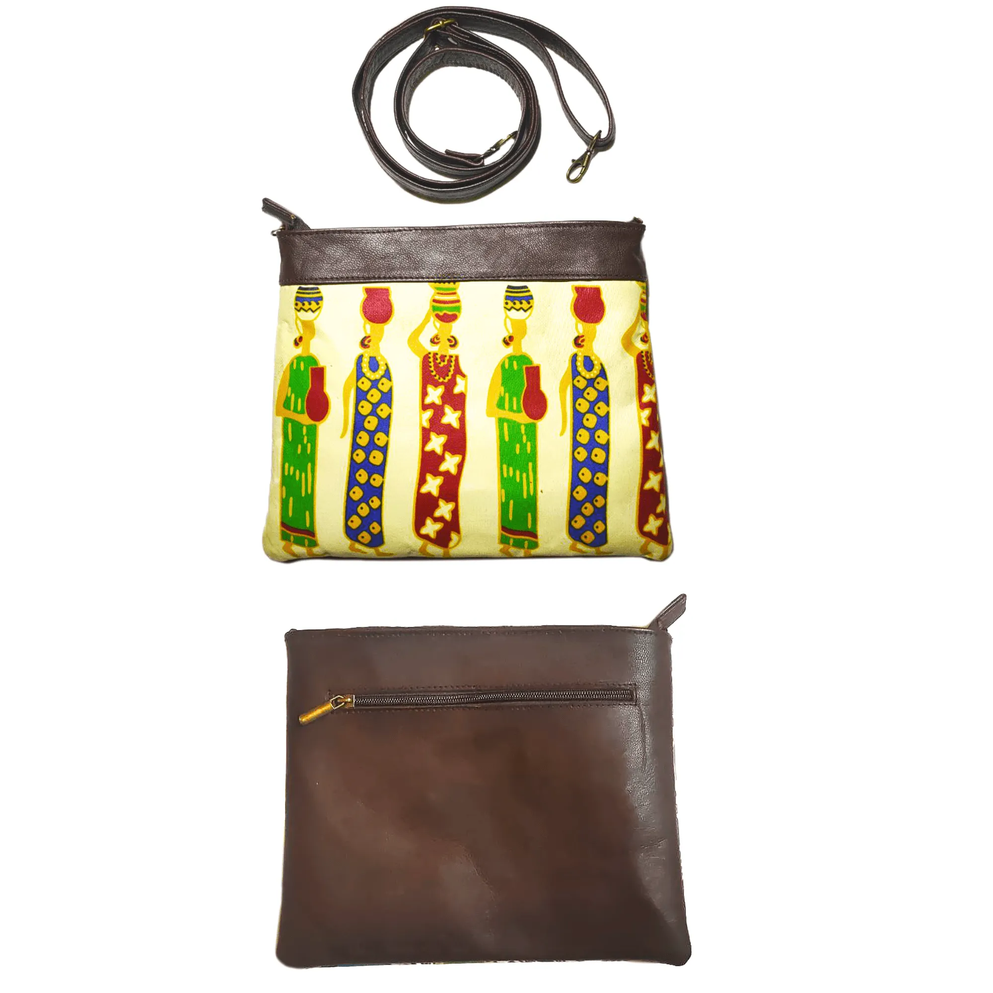 "Arabica" Handcrafted Genuine Leather Duffle and Matching Clutch Bags