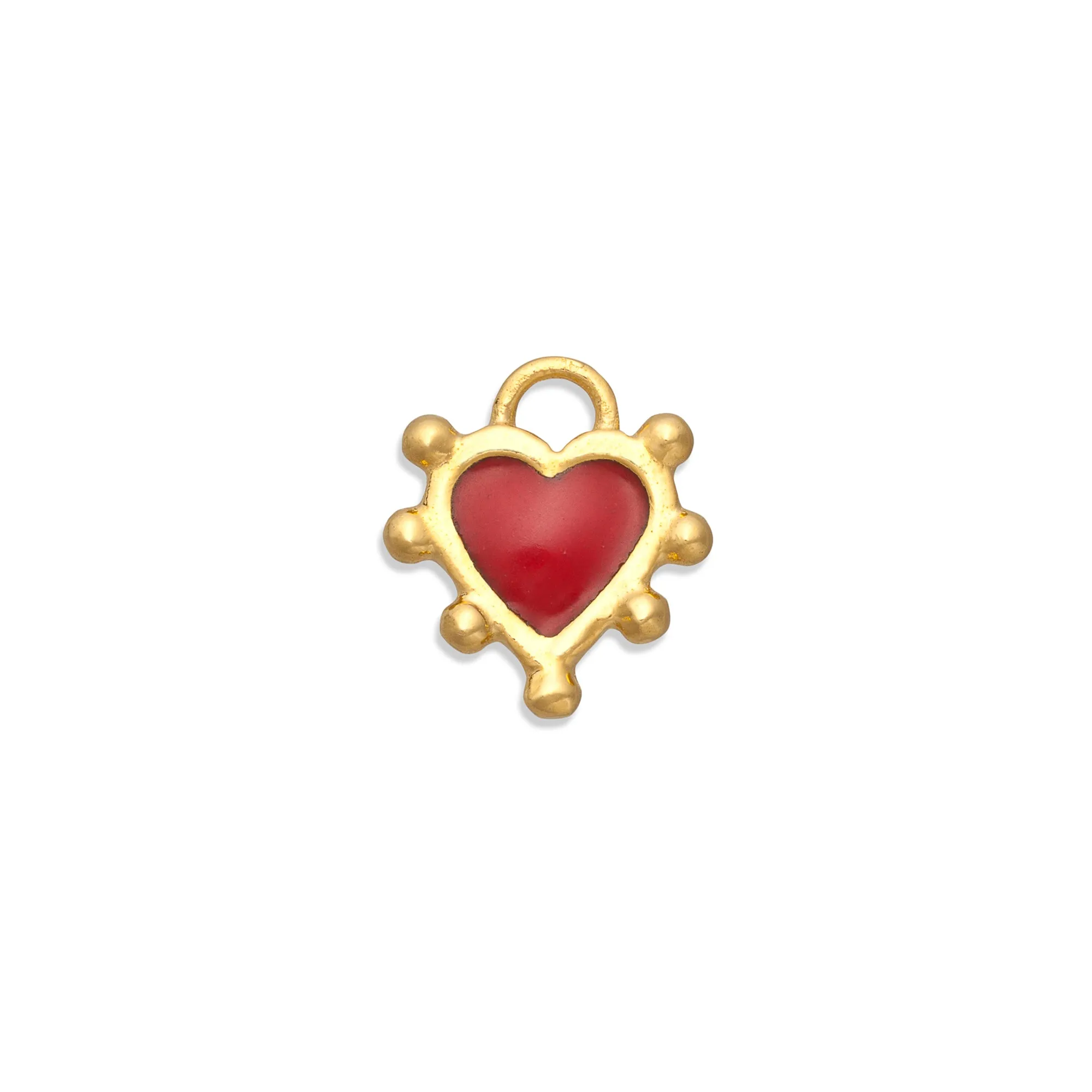 Red Boho Heart Charm