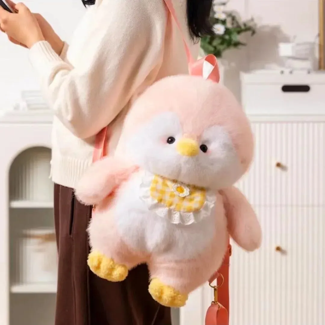 Sohiwoo Cute Plush Penguin Backpacks Women Cartoon Fun Shoulder Bag New Trendy Personalized Girl Fashion Knapsack Kawaii Animal Rucksack