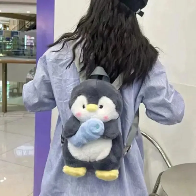 Sohiwoo Cute Plush Penguin Backpacks Women Cartoon Fun Shoulder Bag New Trendy Personalized Girl Fashion Knapsack Kawaii Animal Rucksack