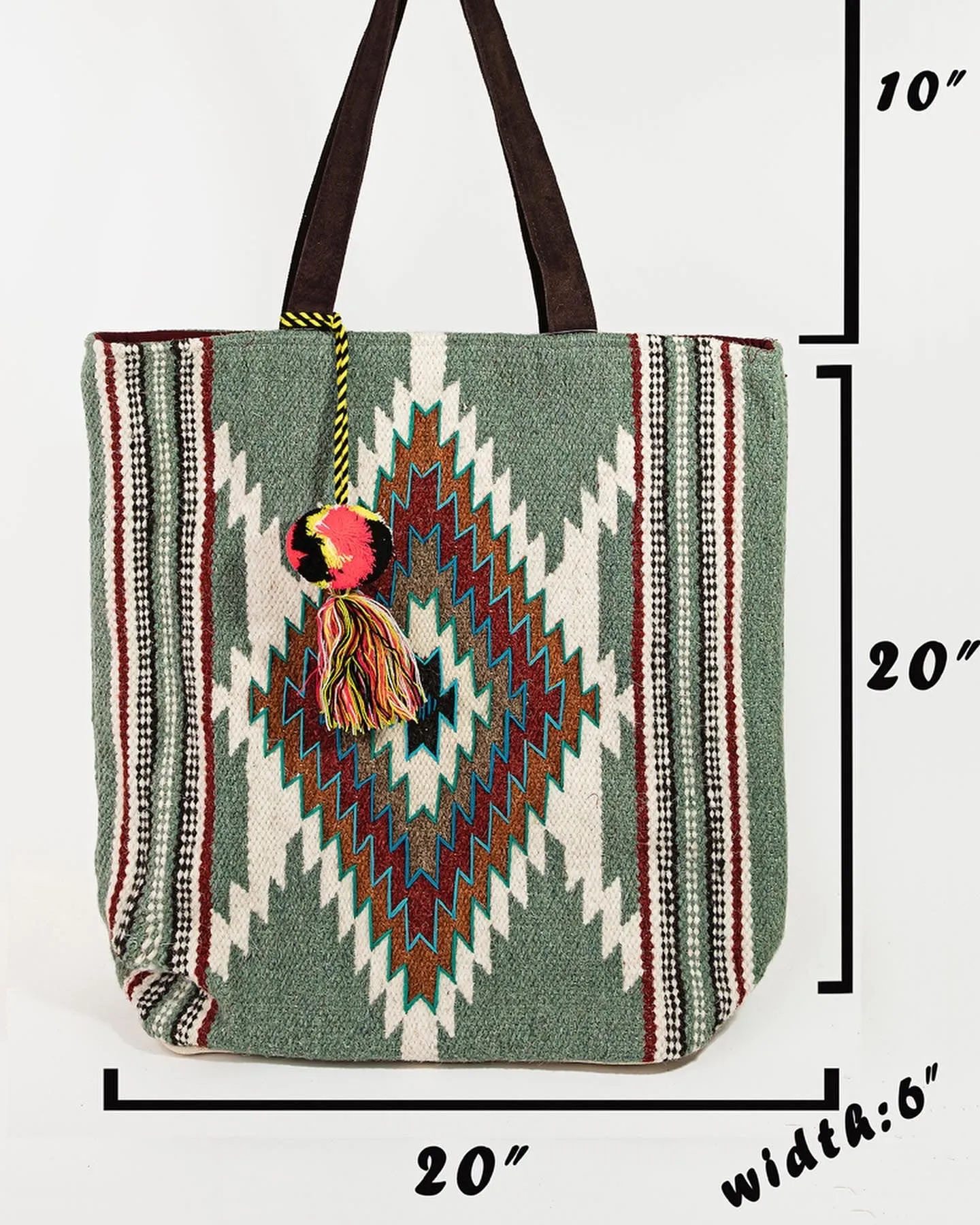 Square Boho Design Tote Shoulder Bag