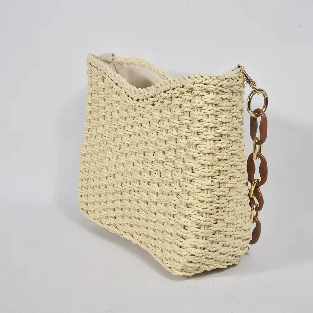 Straw Summer Crossbody Bag With 2 Straps - Assorted Colors