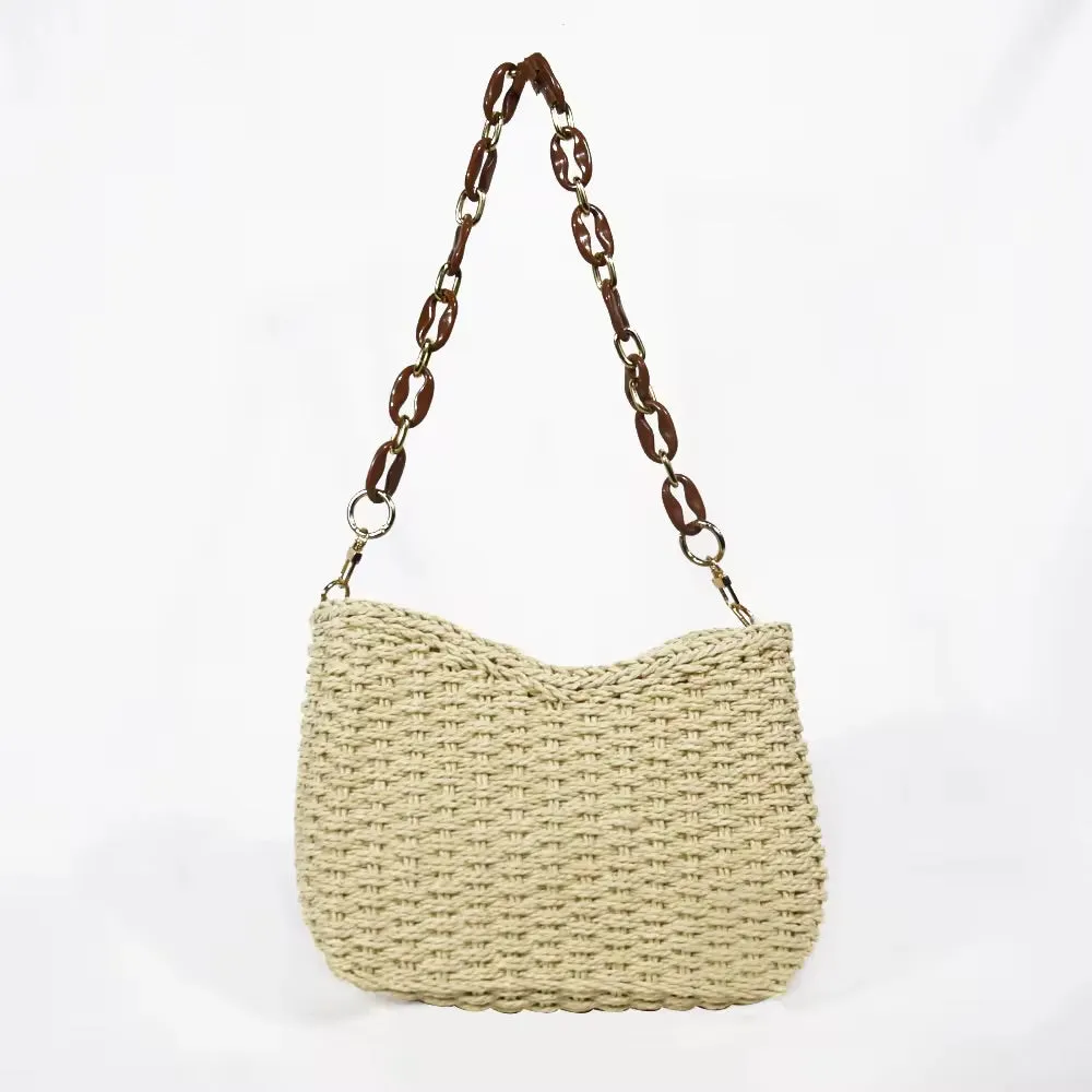 Straw Summer Crossbody Bag With 2 Straps - Assorted Colors