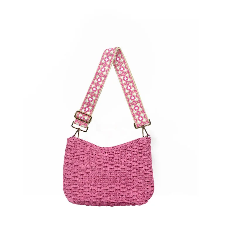 Straw Summer Crossbody Bag With 2 Straps - Assorted Colors