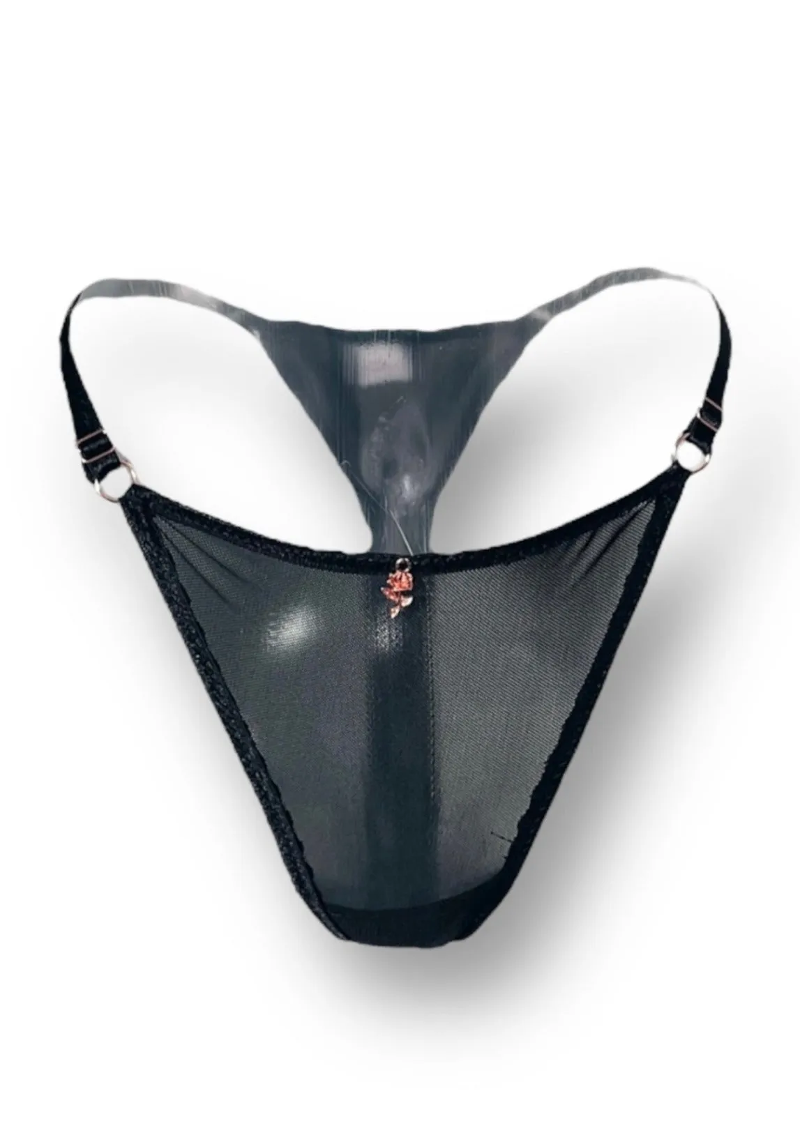 Timeless Black Mesh Adjustable Thong