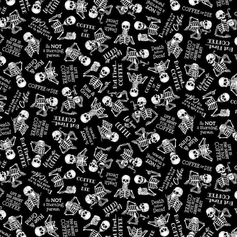 Timeless Treasures Back to the Grind Skeleton Fabric