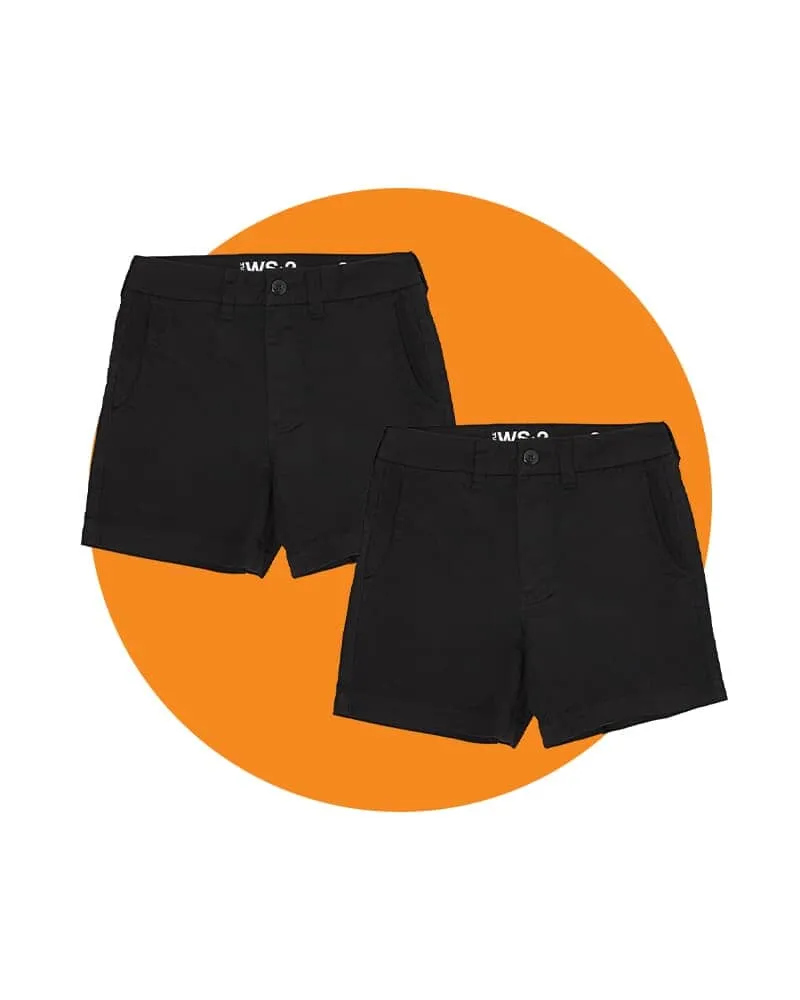 Tradies WS-2 Lightweight Work Shorts 2 Value Pack - Black/Black