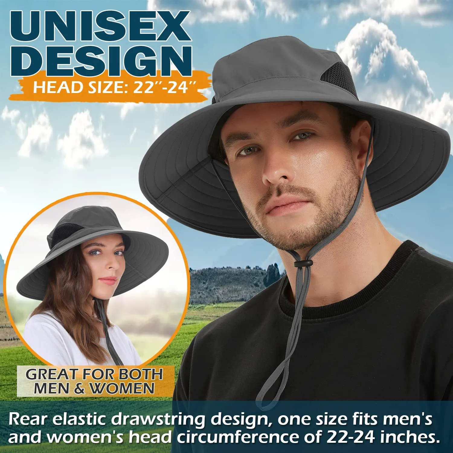 Waterproof Wide Brim Bucket Hat Foldable Sun Hat